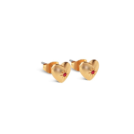 Newbridge Heart Stud Earrings with Ruby Red Stones