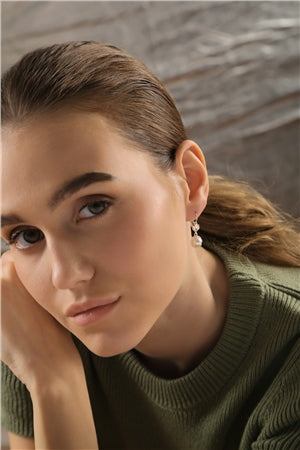 Newbridge Pearl Leaf Drop Earrings