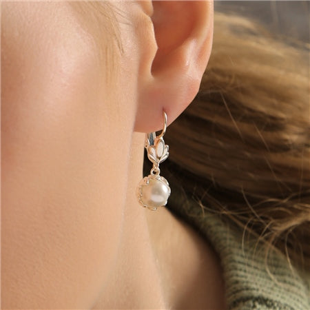 Newbridge Pearl Leaf Drop Earrings