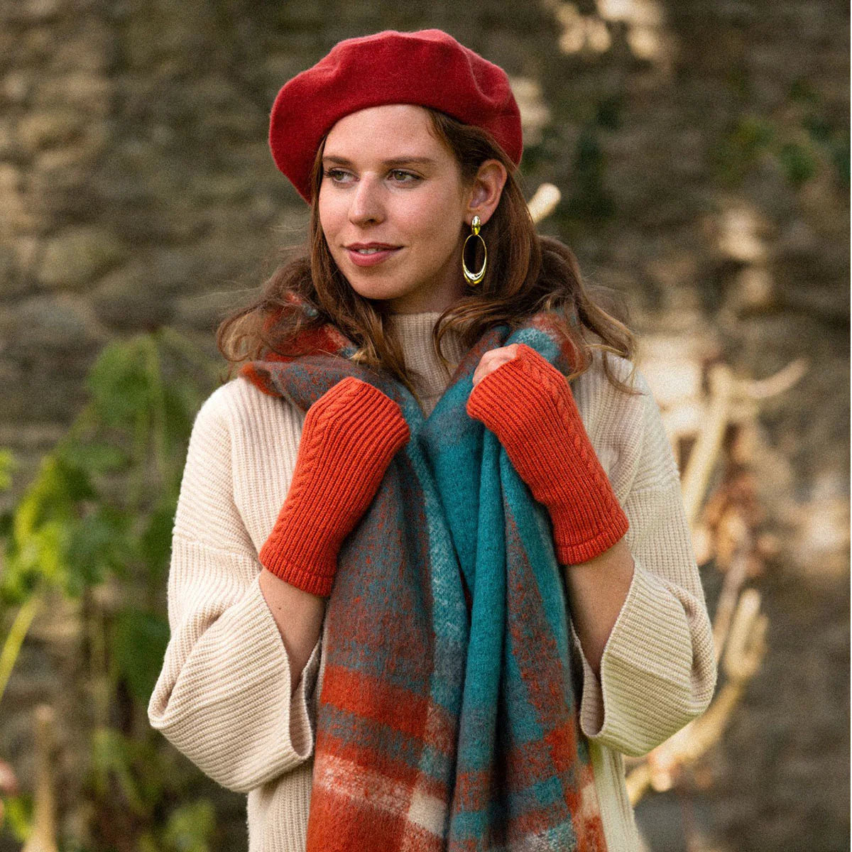 Ruby Fingerless Gloves Burnt Orange