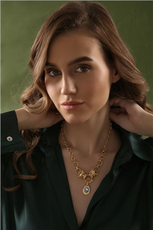 Newbridge Tigers Head Necklace with Blue Stones