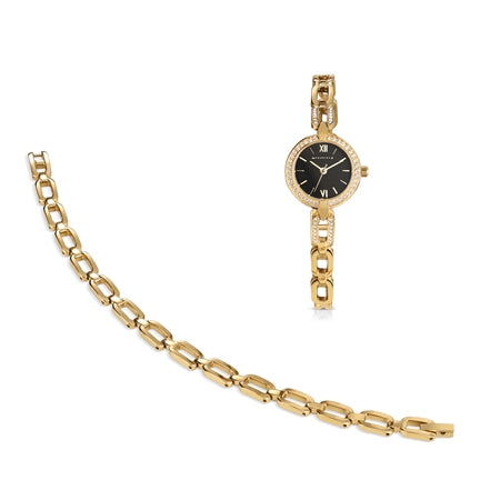 Newbridge Ladies Watch Black Face with Bracelet Set