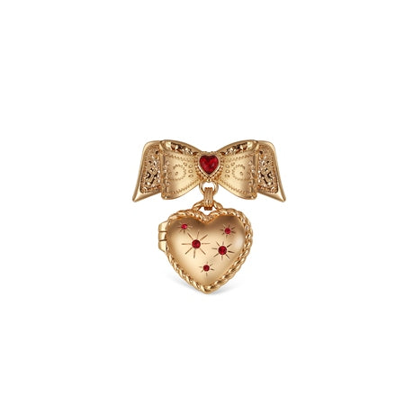 Newbridge Heart Locket Brooch with Ruby Red Stones