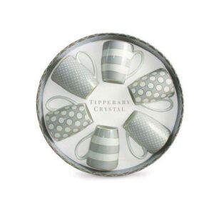 Tipperary Crystal Grey Spots And Stripes Set 6 Mugs