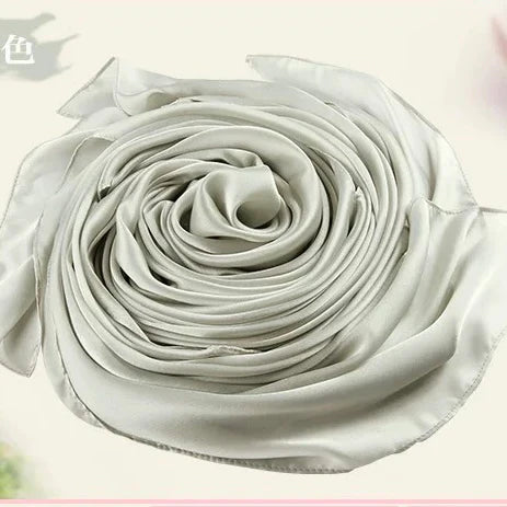 Silk Feel Plain Silver Scarf