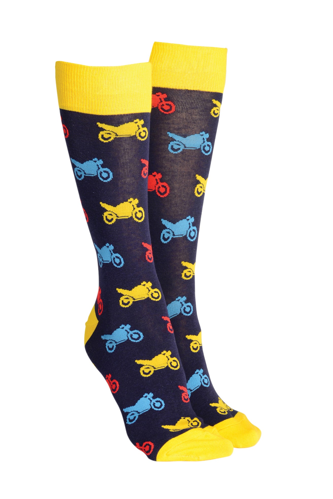Sock Society Bike Navy And Yellow Design