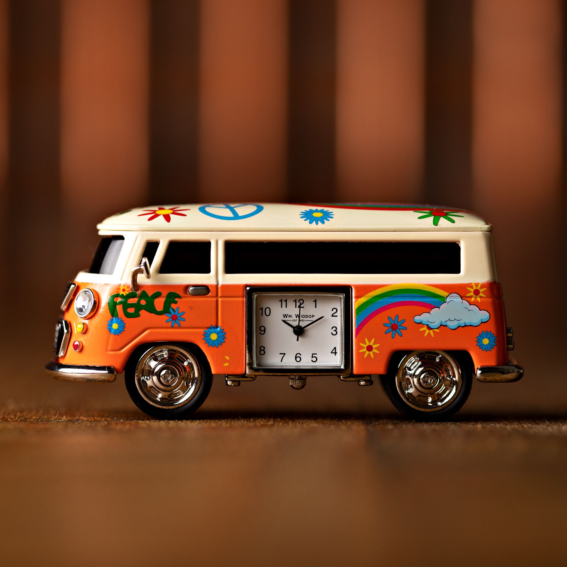 Miniature Clock Orange Camper