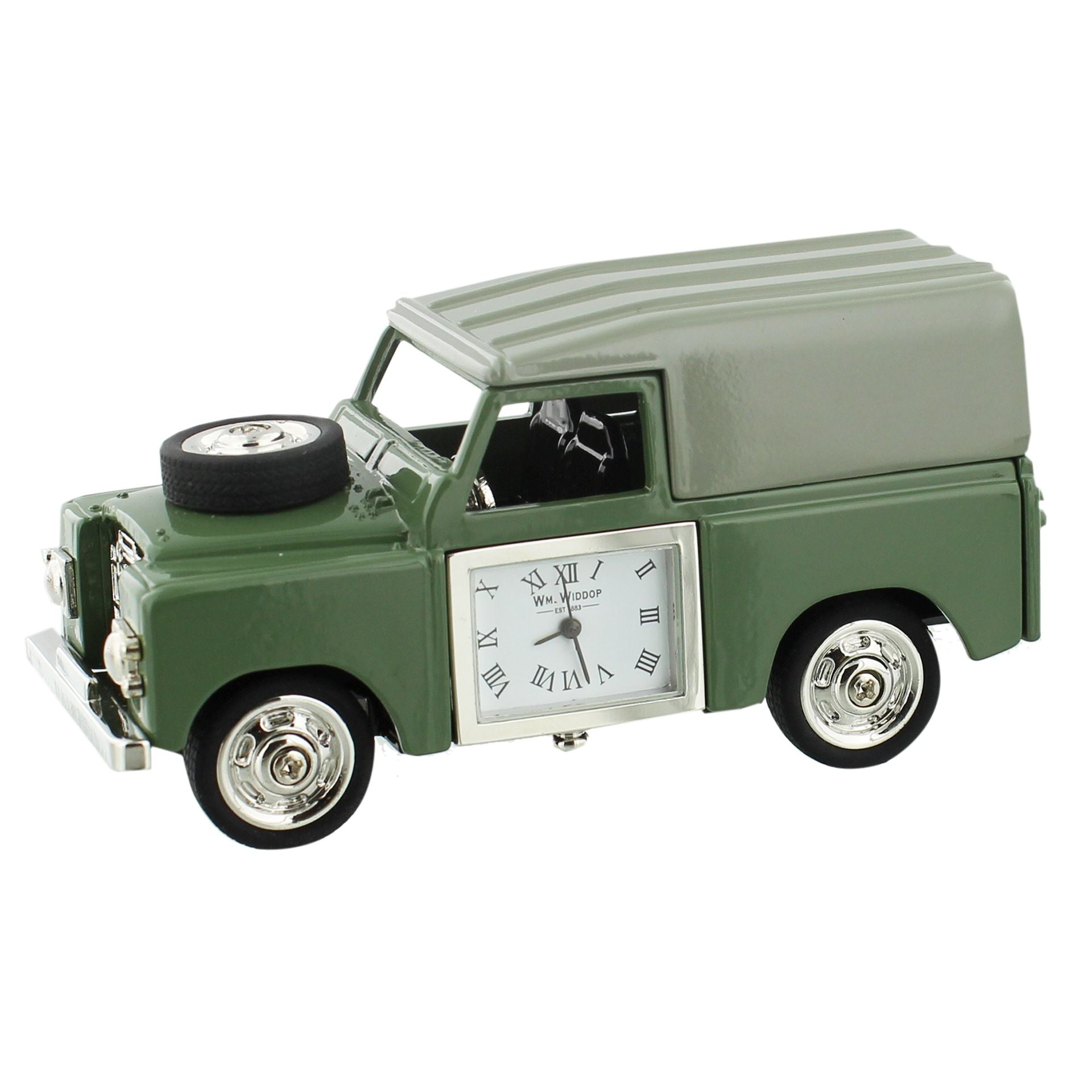 Miniature Clock 4 Wheel Drive Green