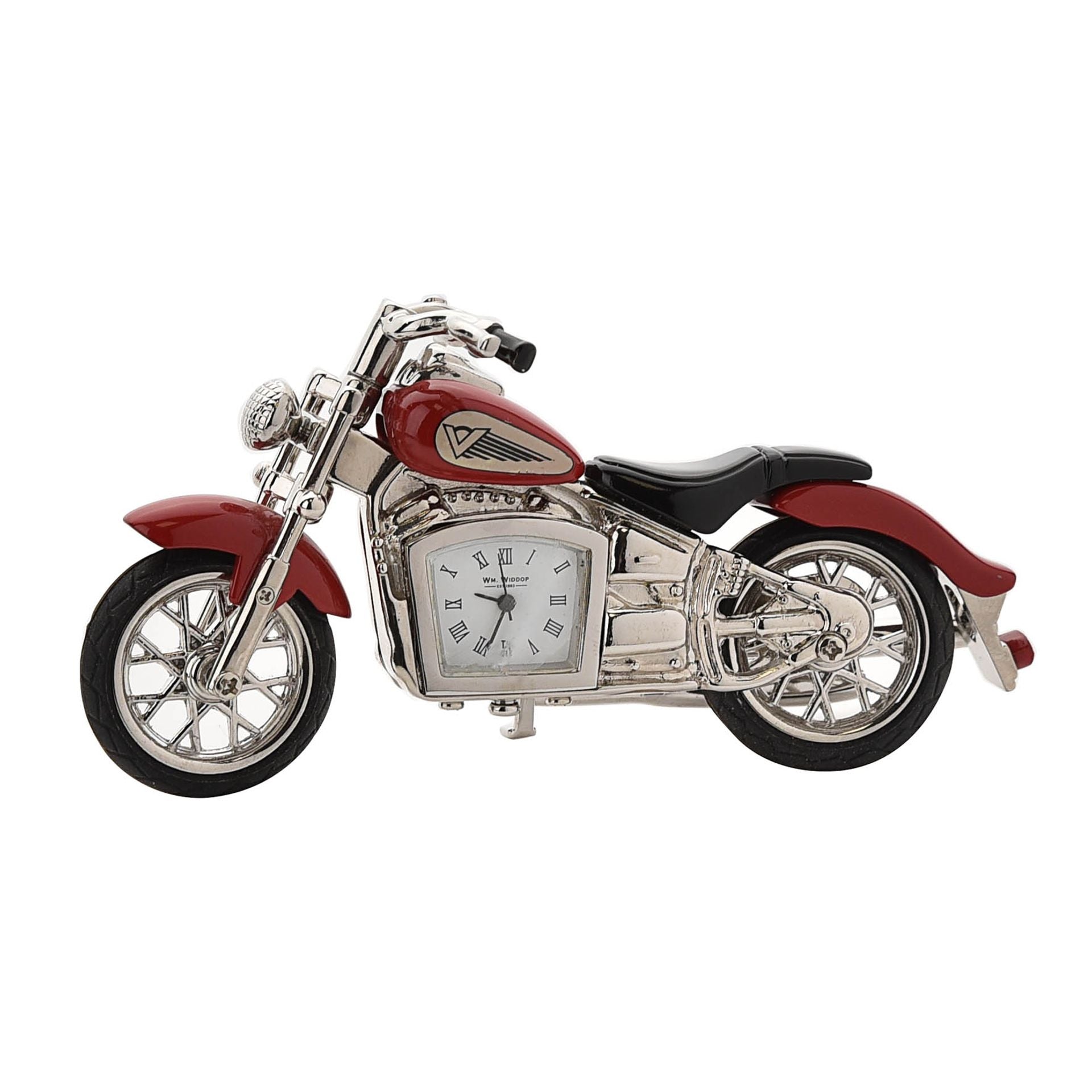 Miniature Clock Red Indian Style Motorbike