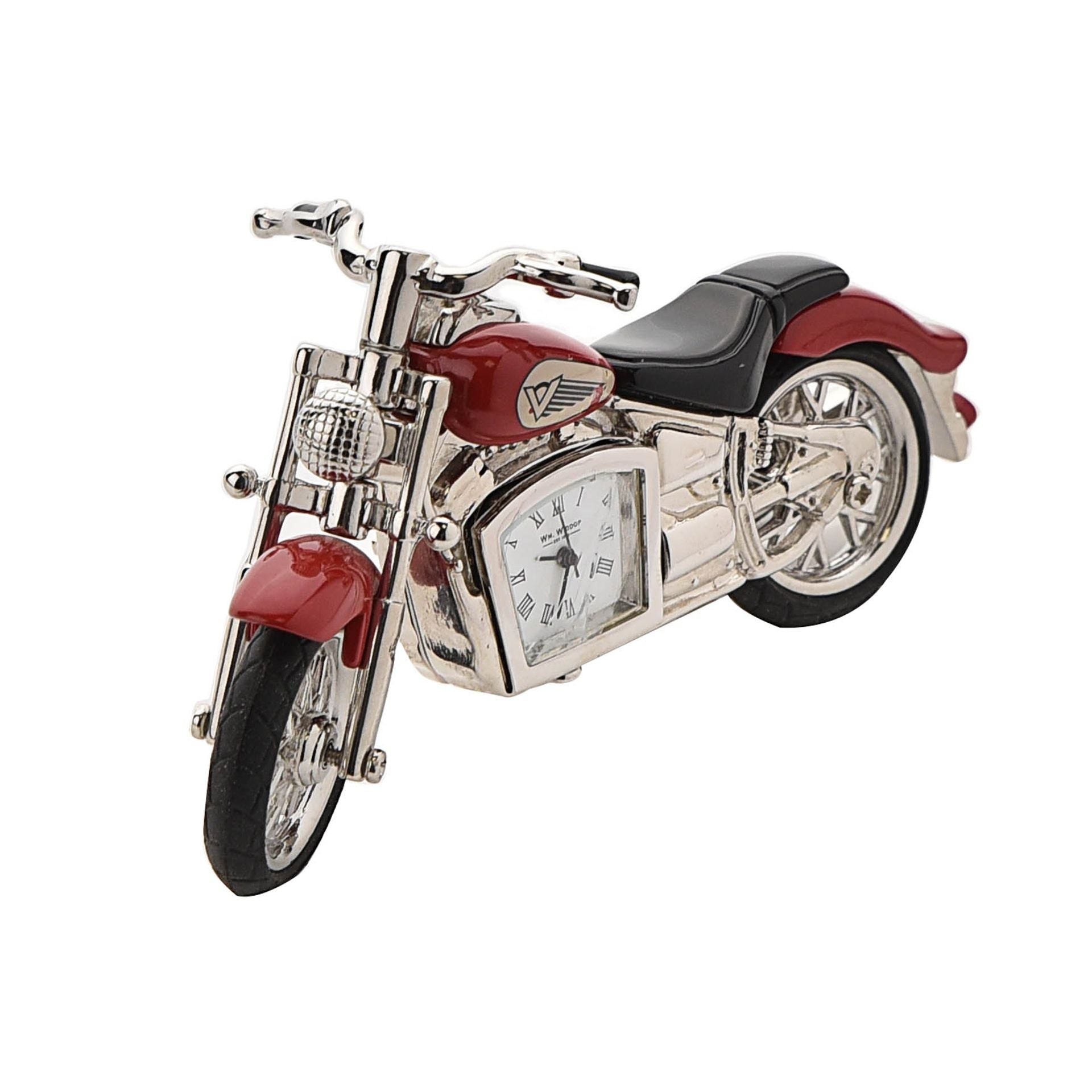 Miniature Clock Red Indian Style Motorbike