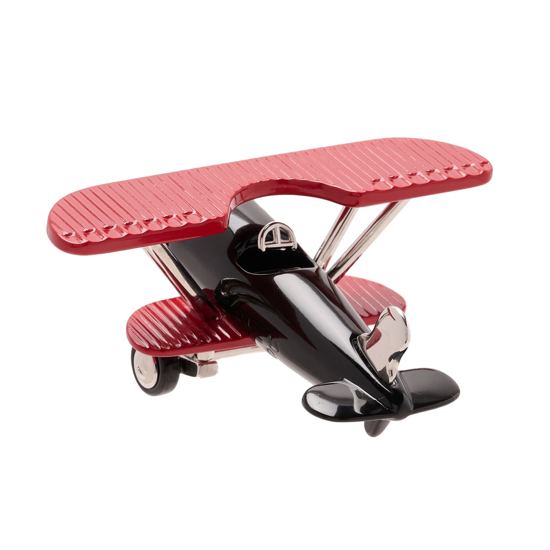Miniature Clock Bi Plane Red & Black