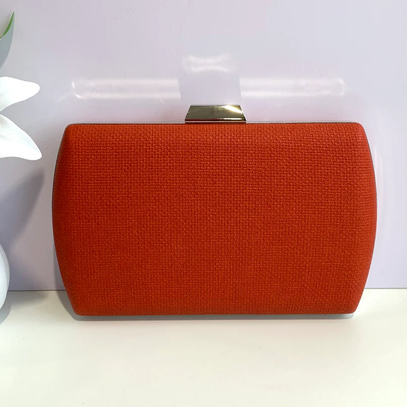 Red Orange Fabric Case Clutch Bag