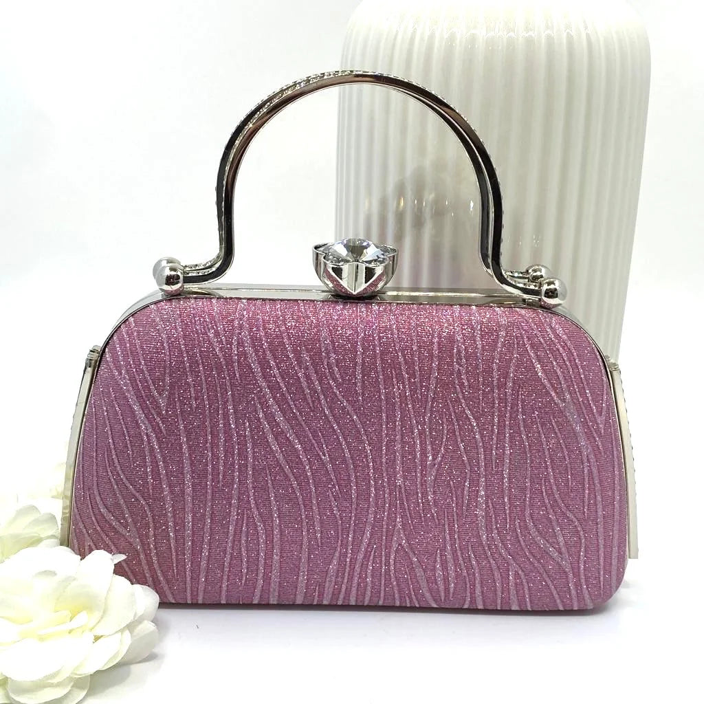 Pink Dress Bag With Diamante And Pearl Trimmings