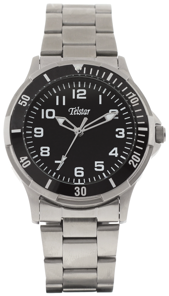 Telstar Boys Watch Silver Bracelet Black Dial