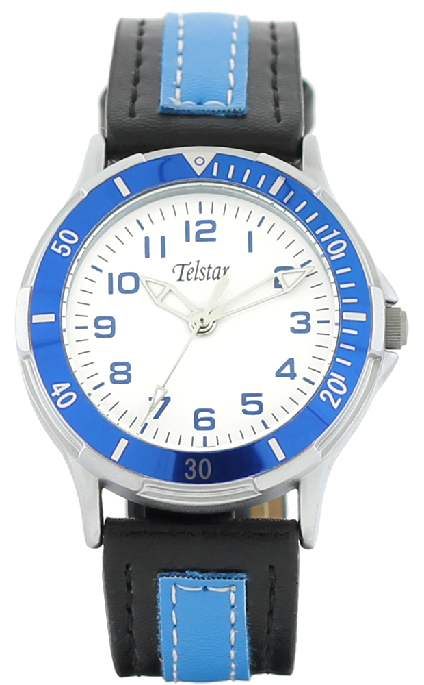 Telstar Boys Sports Watch With White Dial Blue Case