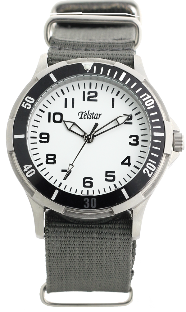 Telstar Boys Watch Grey Nato White Dial