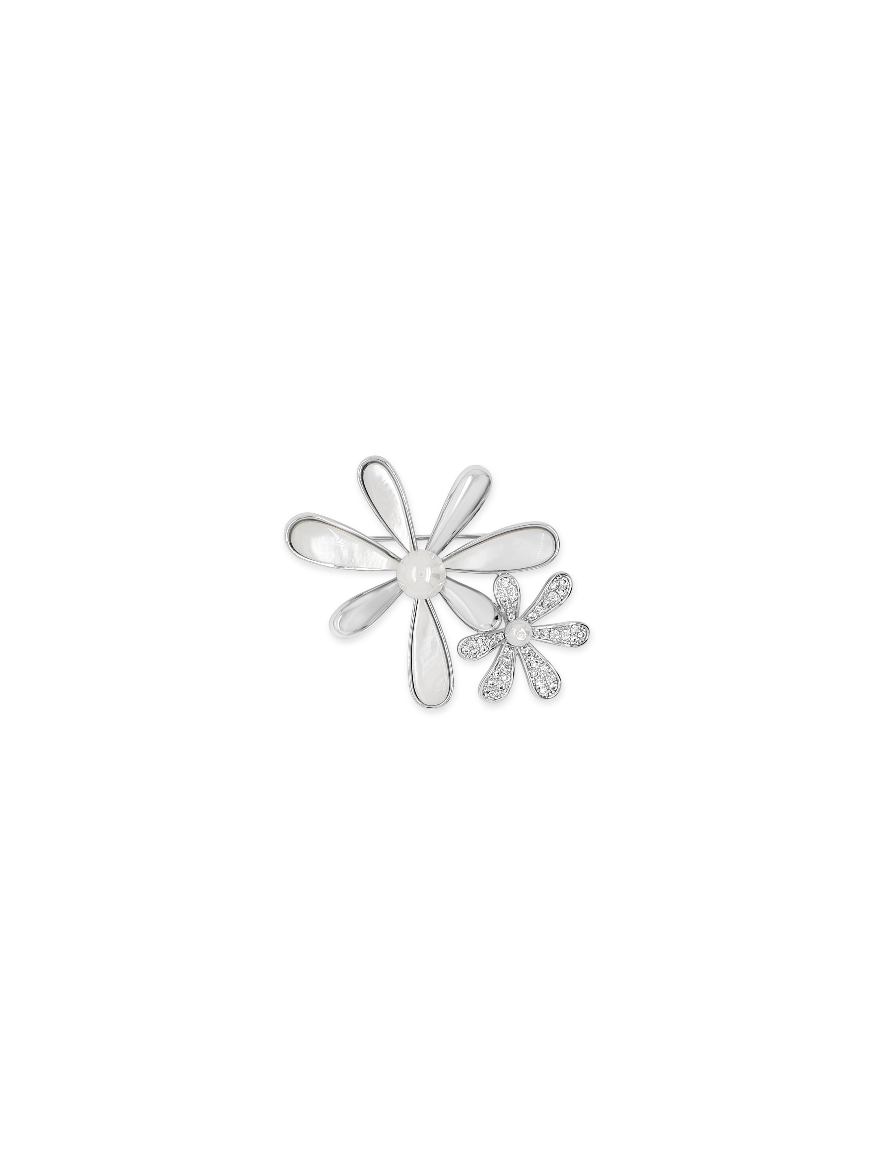 Absolute Silver Double Flower Brooch