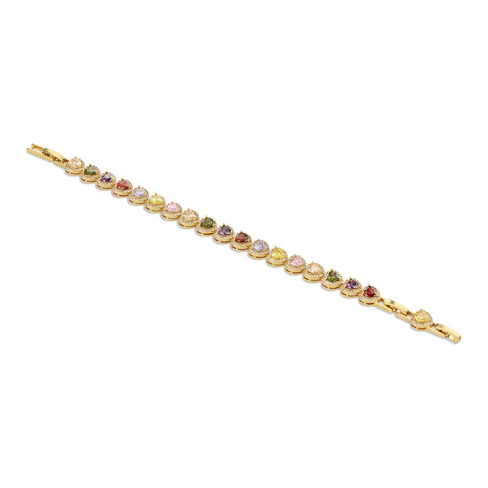 Newbridge Gold Plated Heart Coloured CZ Bracelet