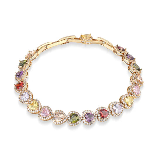 Newbridge Gold Plated Heart Coloured CZ Bracelet