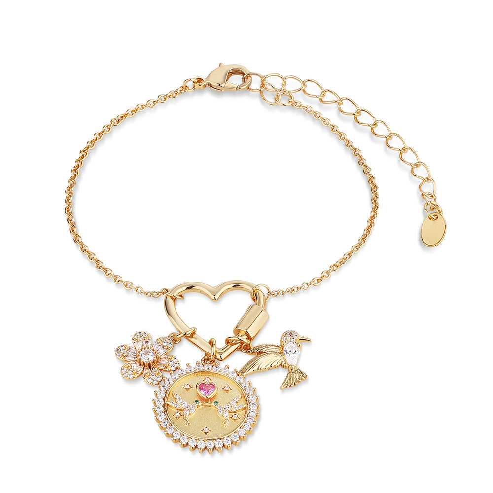 Newbridge Gold Plated Hummingbird Charm Bracelet