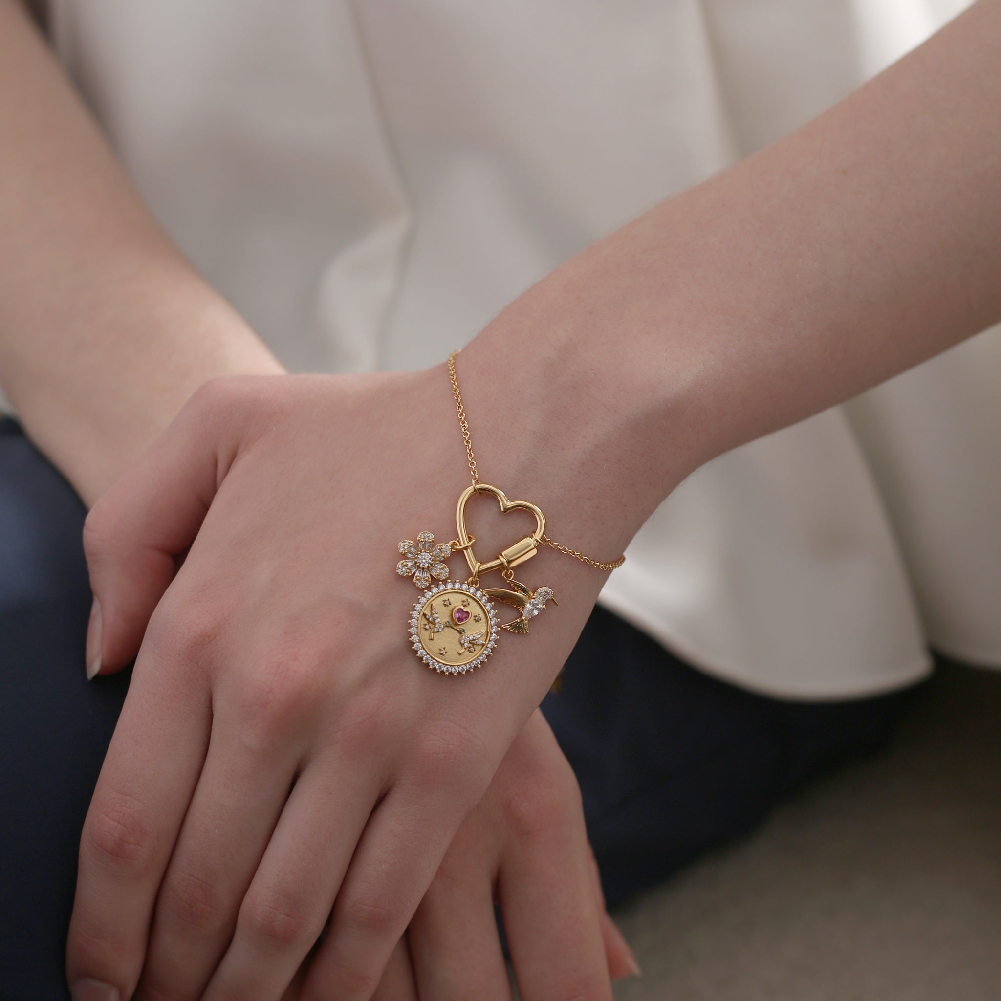Newbridge Gold Plated Hummingbird Charm Bracelet