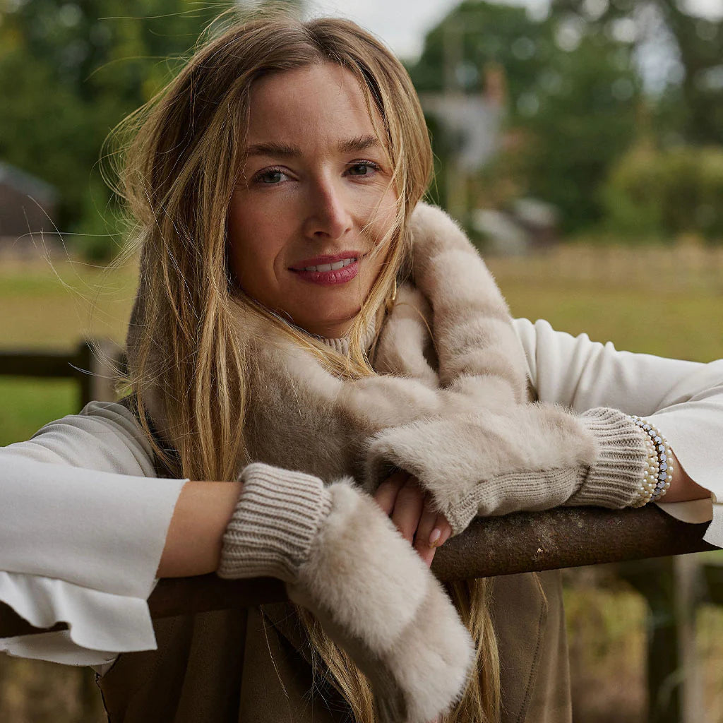 Bridgette Chunky Faux Fur Snood - Almond