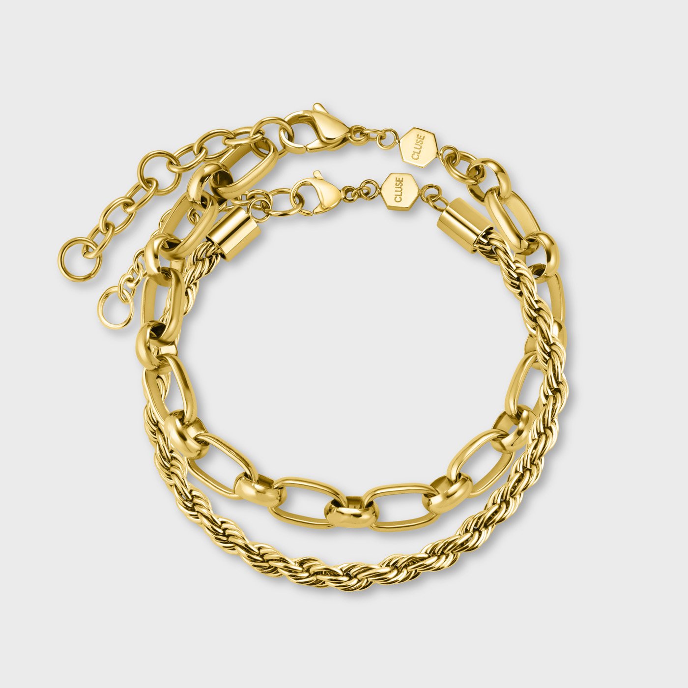 Cluse Gift Box Essentielle Rope & Mixed Oval Bracelets, Gold Colour