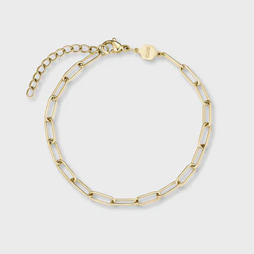 Cluse Gift Box La Tétragone Watch Steel, Black & Paperclip Chain Bracelet, Gold Colour