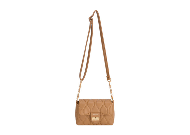 David Jones Camel Quilted Crossbody
