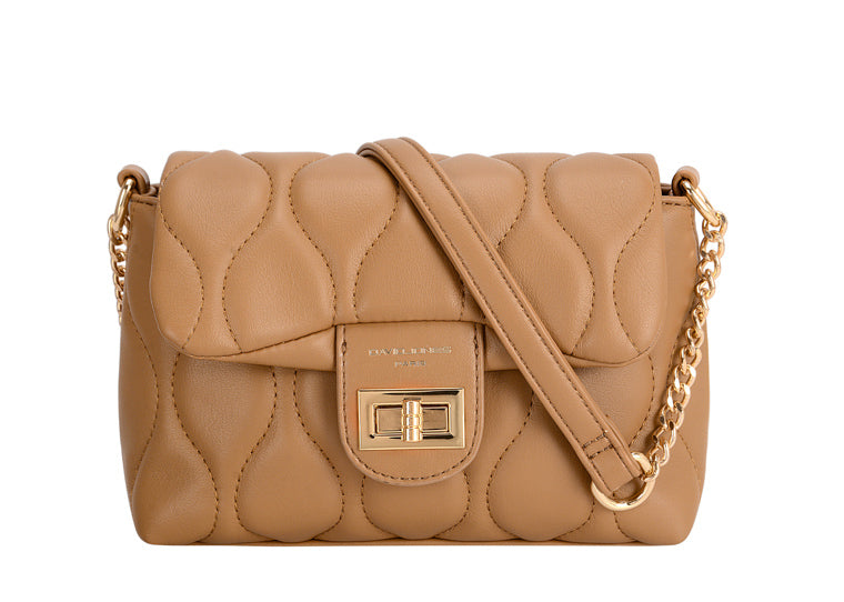 David Jones Camel Quilted Crossbody