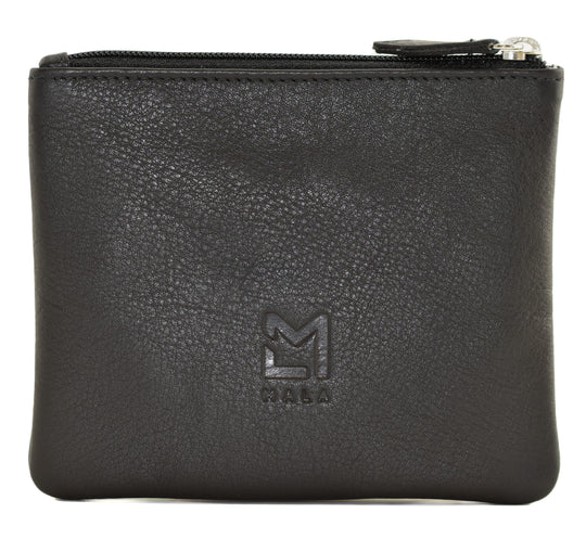 Bella Black Leather Highland Cow Coin Purse RFID