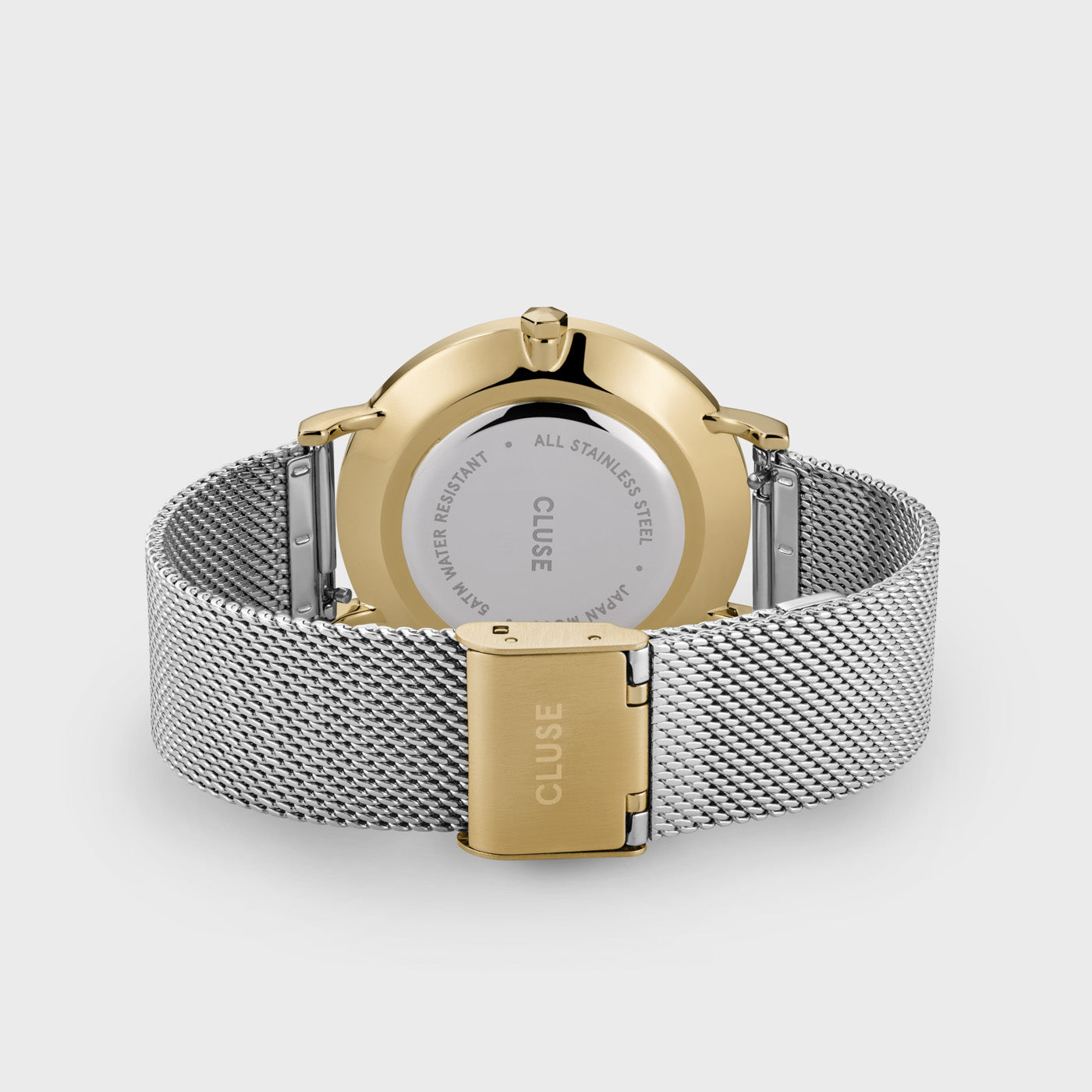 Cluse Gift Box Boho Chic Watch Mesh Bicolour and Chain Pearl Bracelet Gold Colour