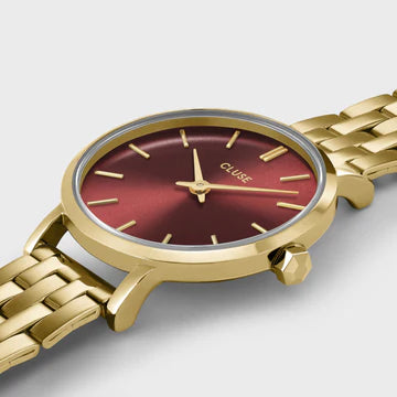 Cluse Boho Chic Petite Watch Steel, Dark Cherry, Gold Colour