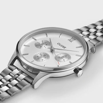 Cluse Minuit Multifunction Watch Steel, Full Silver Colour