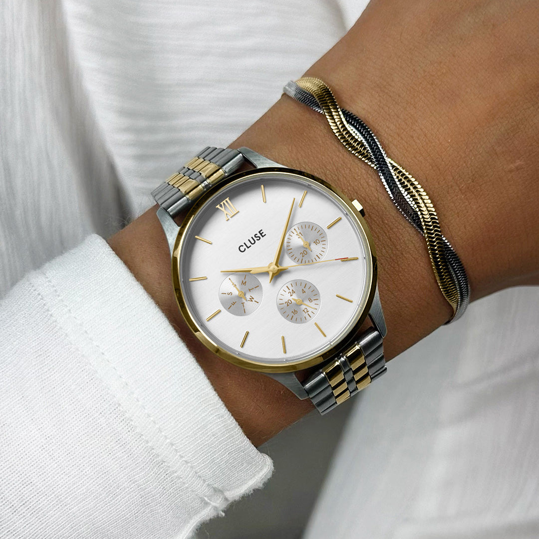 Cluse Minuit Multifunction Watch Steel, Bicolour