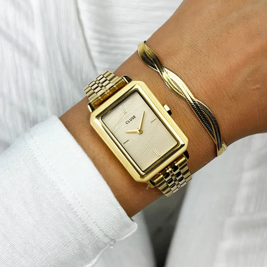 Cluse Fluette Watch Steel, Sand Texture Full Gold Colour