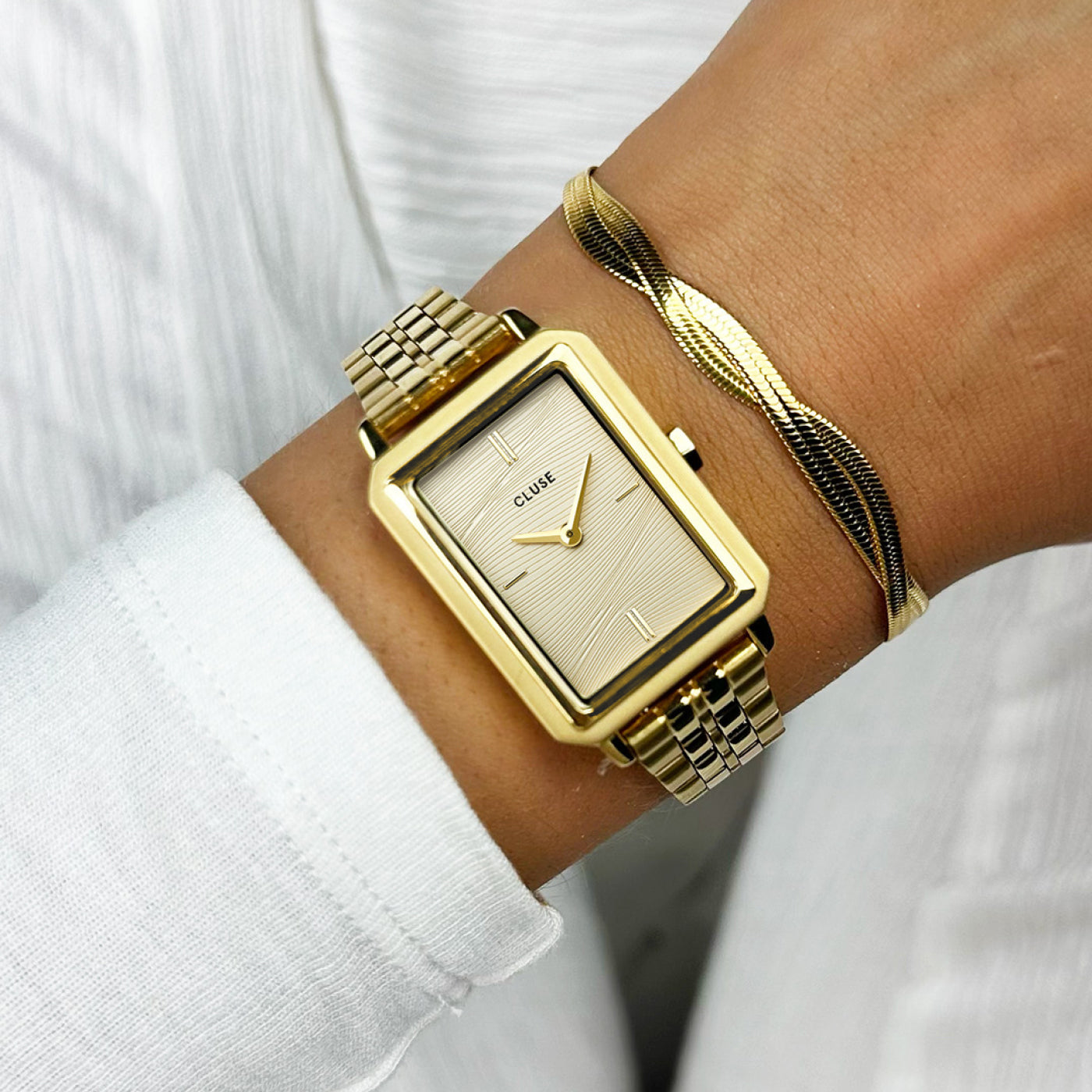 Cluse Fluette Watch Steel, Sand Texture Gold, Gold Colour