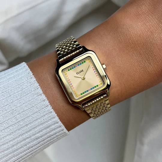 Cluse Gracieuse Petite Watch Steel, Rainbow stones, Gold Colour