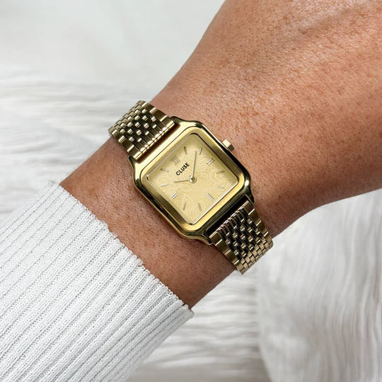 Gracieuse Petite Watch Steel, Lace Textured, Gold Colour