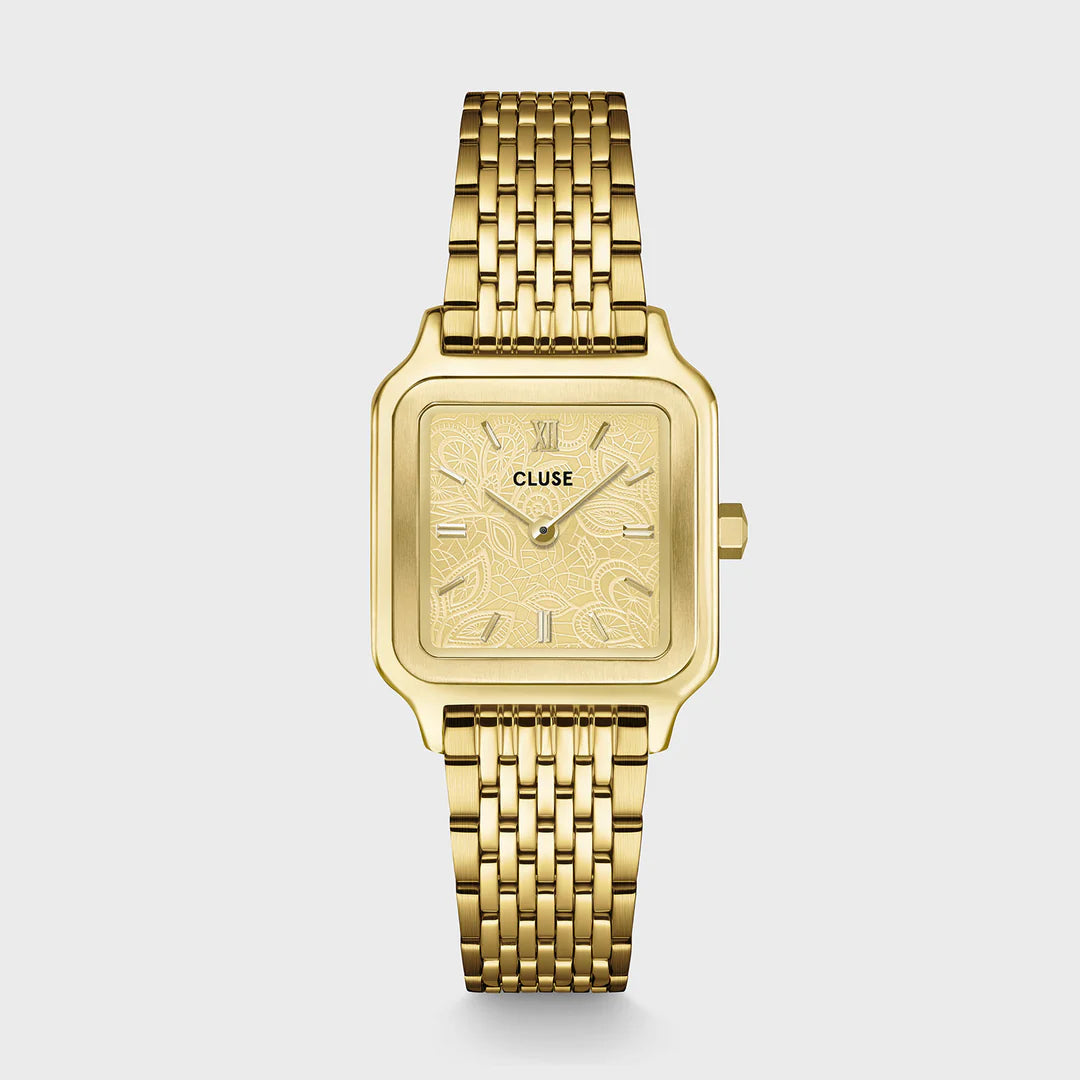 Gracieuse Petite Watch Steel, Lace Textured, Gold Colour
