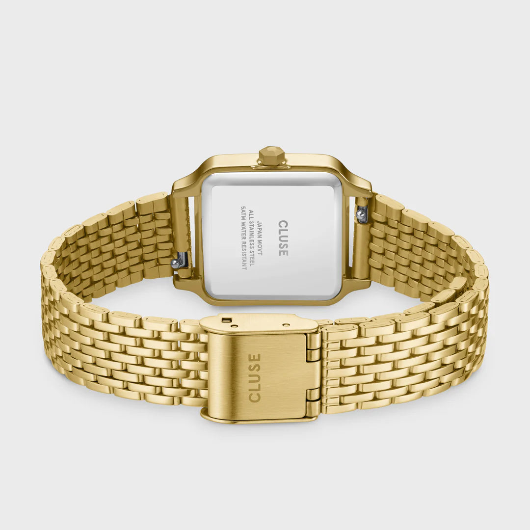Gracieuse Petite Watch Steel, Glass Pearls, White, Gold Colour