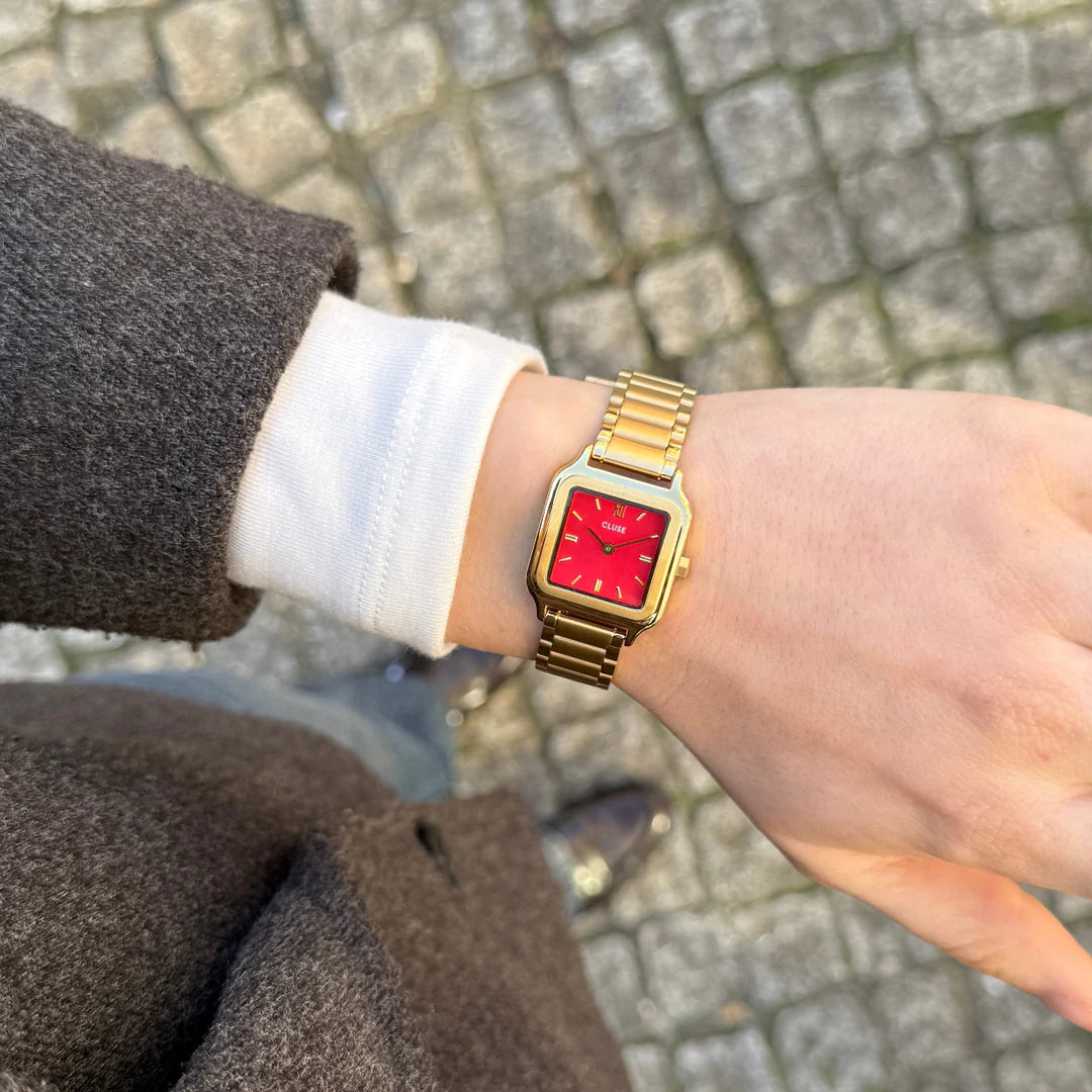 Gracieuse Petite Watch Steel, Watermelon Red, Gold Colour