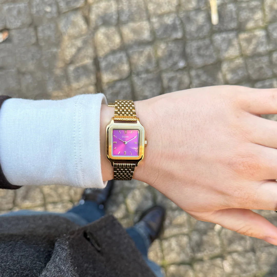 Gracieuse Petite Watch Steel, Fuchsia Pink, Gold Colour