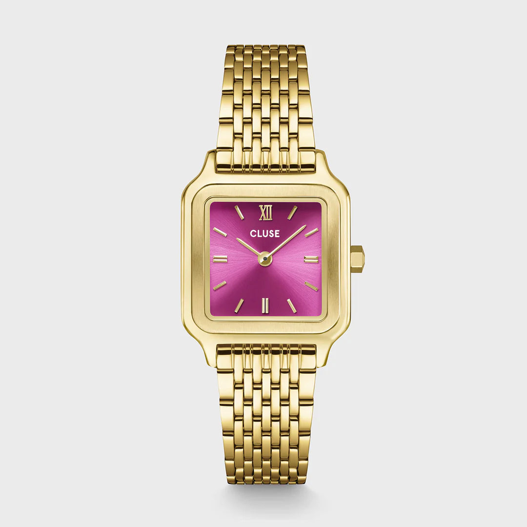 Gracieuse Petite Watch Steel, Fuchsia Pink, Gold Colour