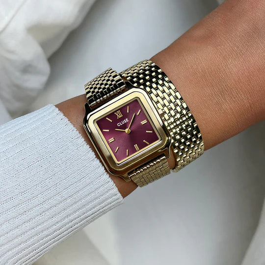 Cluse Gracieuse Watch Double Steel, Wine, Gold Colour