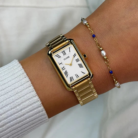 Cluse Belisenna Watch Steel, White, Gold Colour