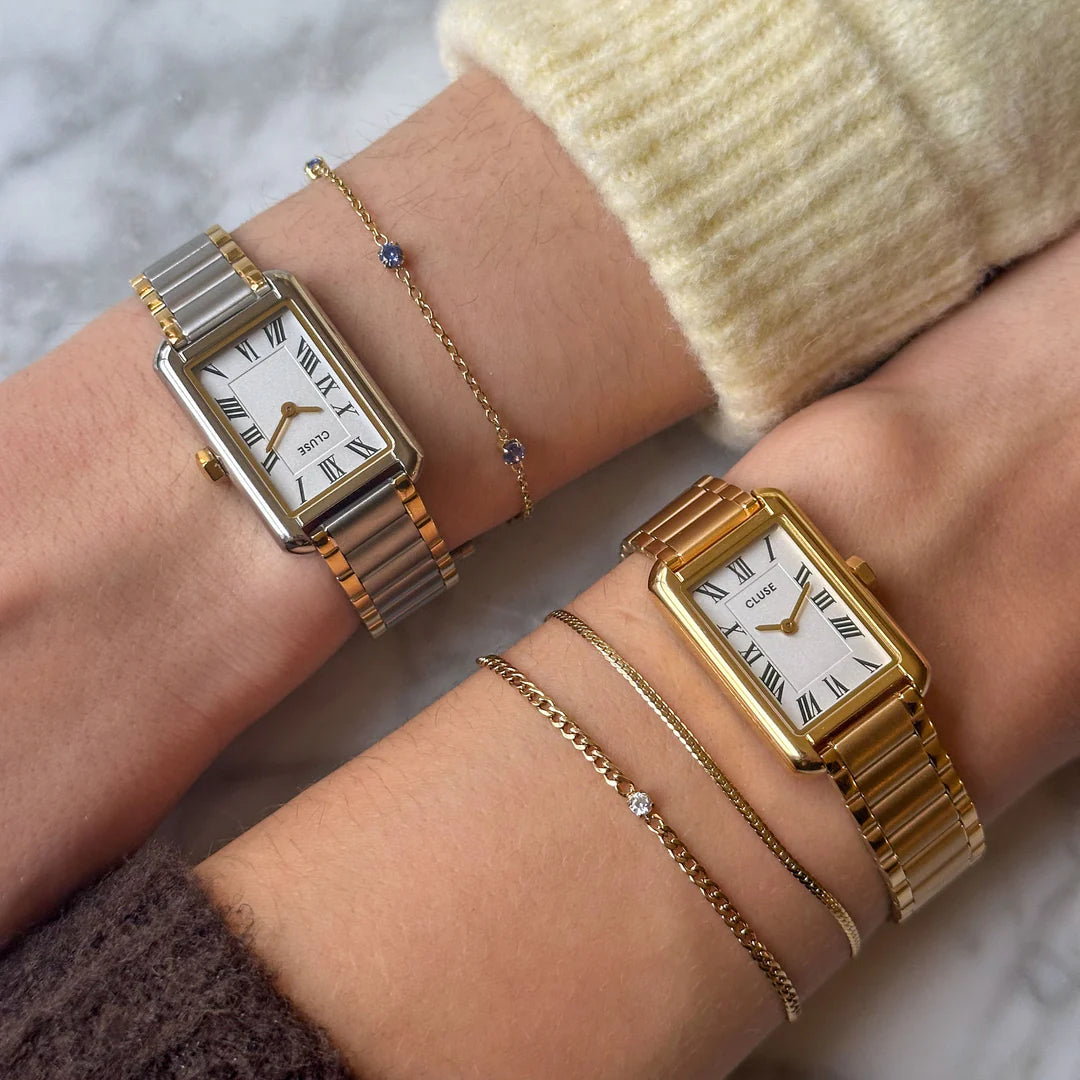 Cluse Belisenna Watch Steel, White, Gold Colour