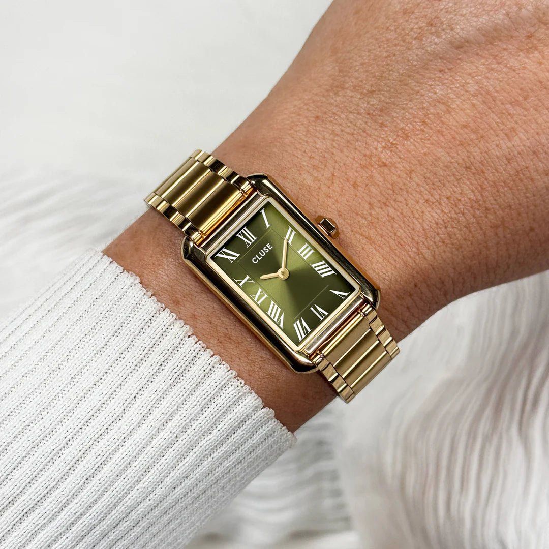 Cluse Belisenna Watch Steel, Olive, Gold Colour