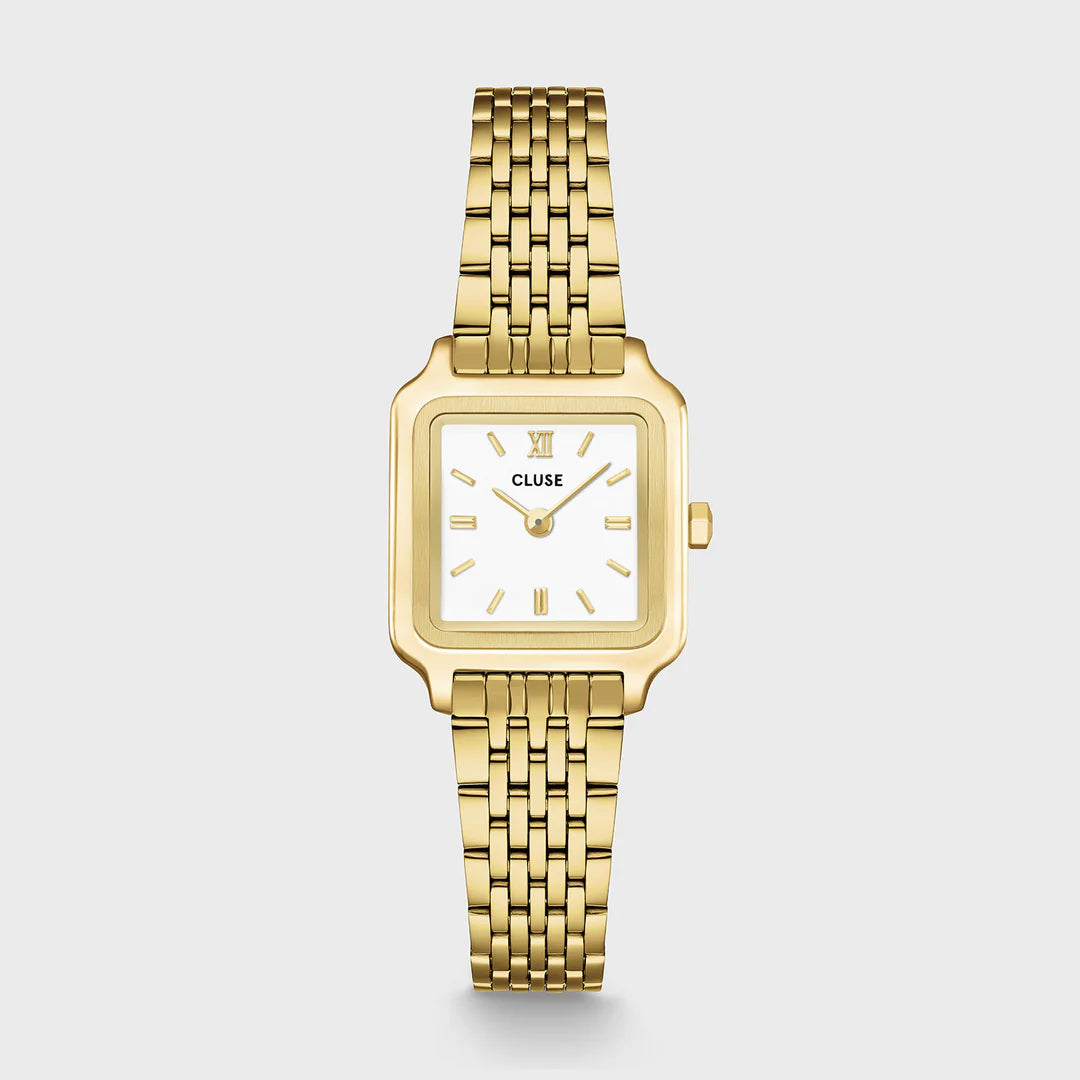 Gracieuse Mini Watch Steel, White, Gold Colour