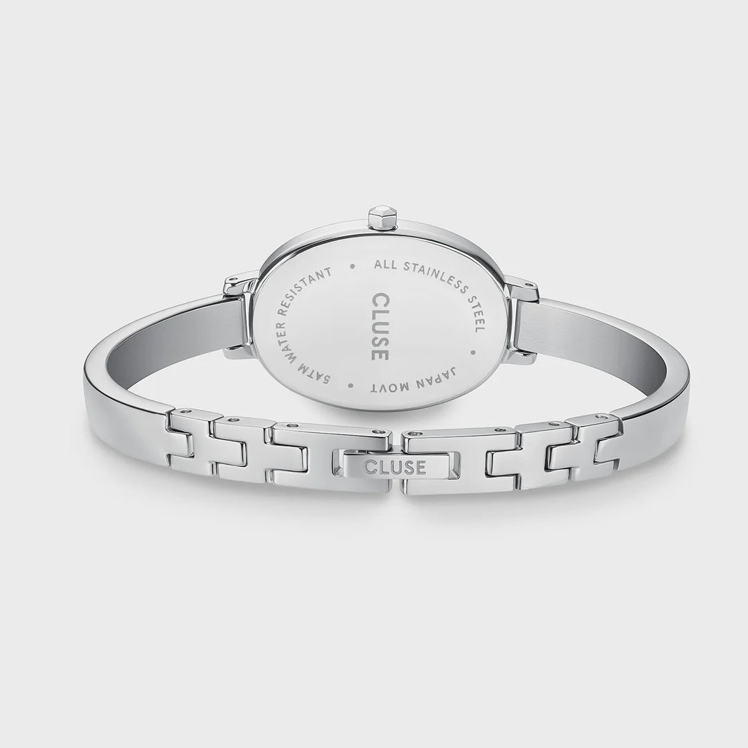 L'Ovale Watch Steel, White, Silver Colour
